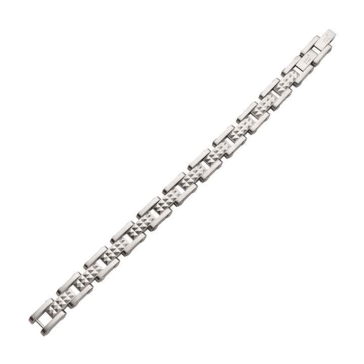 Stainless Steel Matte Finish Pyramid Stud Pattern Link Bracelet