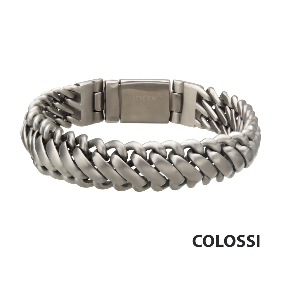 Matte Stainless Steel Big Double Chain Bracelet
