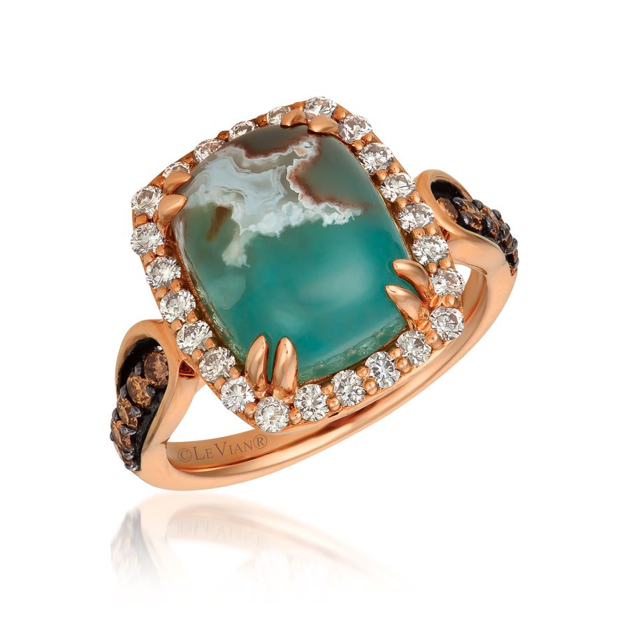 14K STRAWBERRY GOLD DIAMOND AQUAPRASE CANDY RING