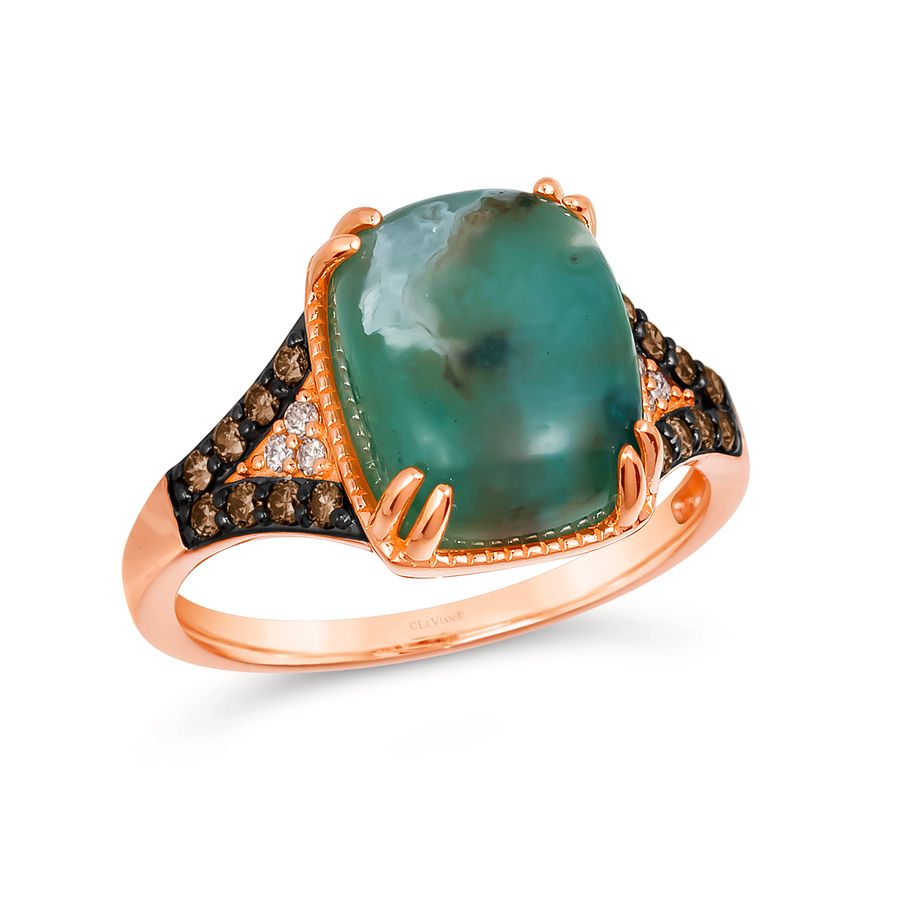 14K STRAWBERRY GOLD DIAMOND AQUAPRASE CANDY RING