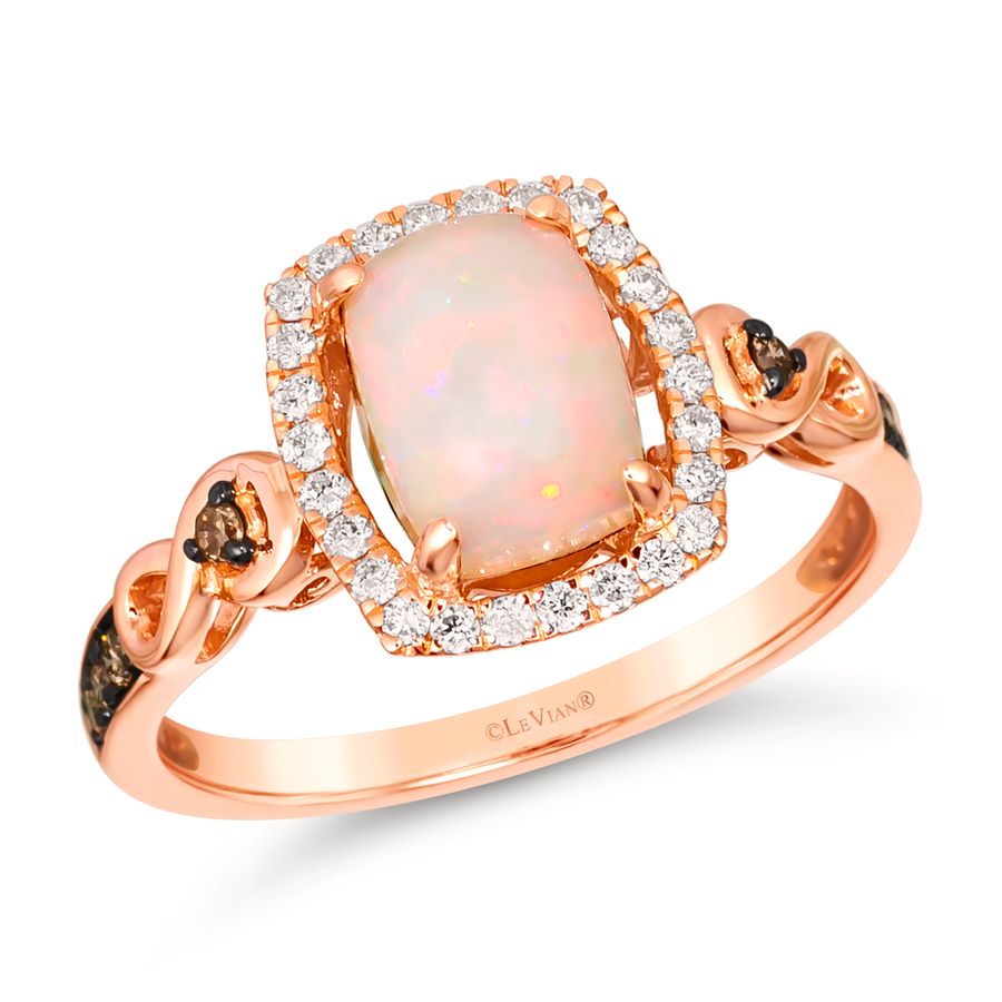 14K STRAWBERRY GOLD DIAMOND OPAL RING