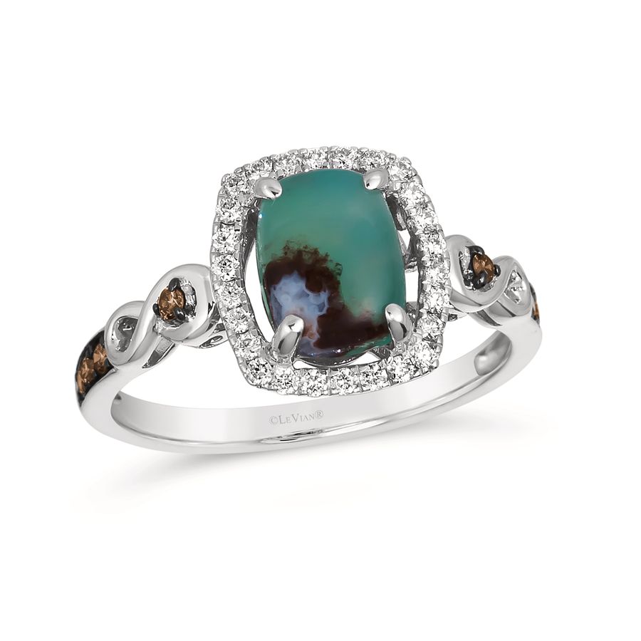14K WHITE GOLD DIAMOND AQUAPRASE CANDY RING
