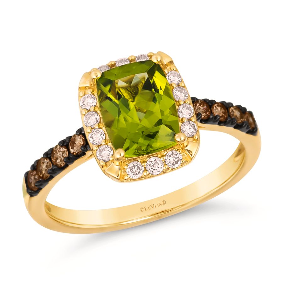 14K YELLOW GOLD DIAMOND PERIDOT RING