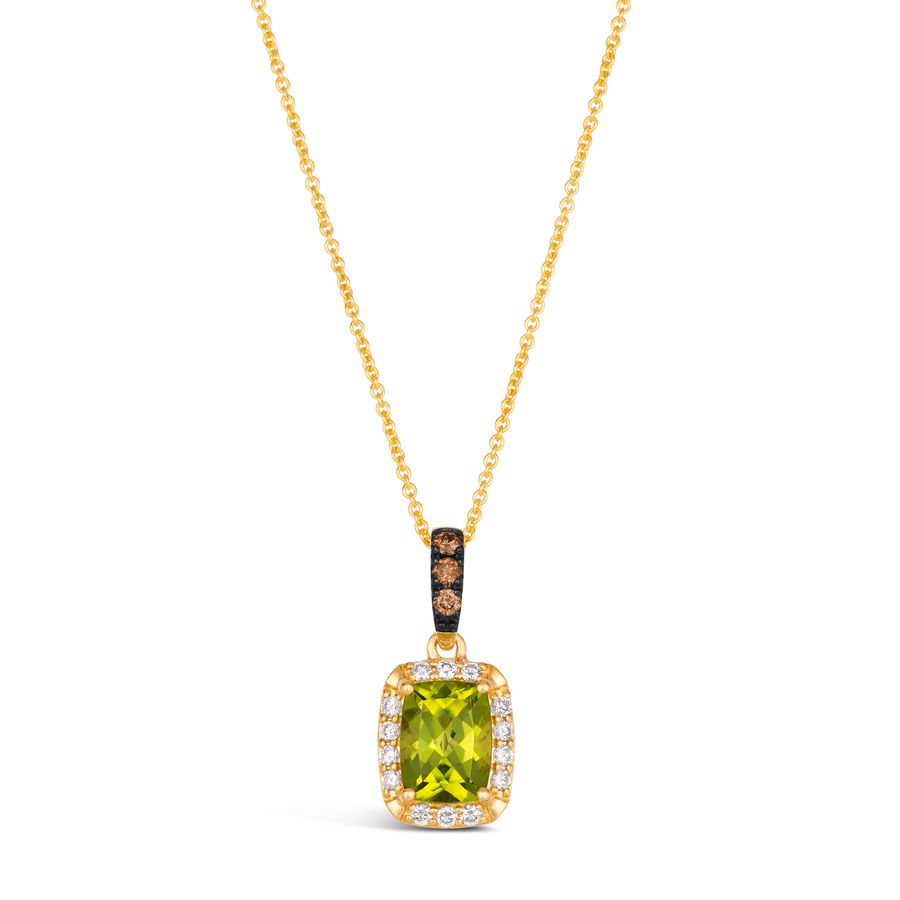 14K YELLOW GOLD DIAMOND PERIDOT PENDANT