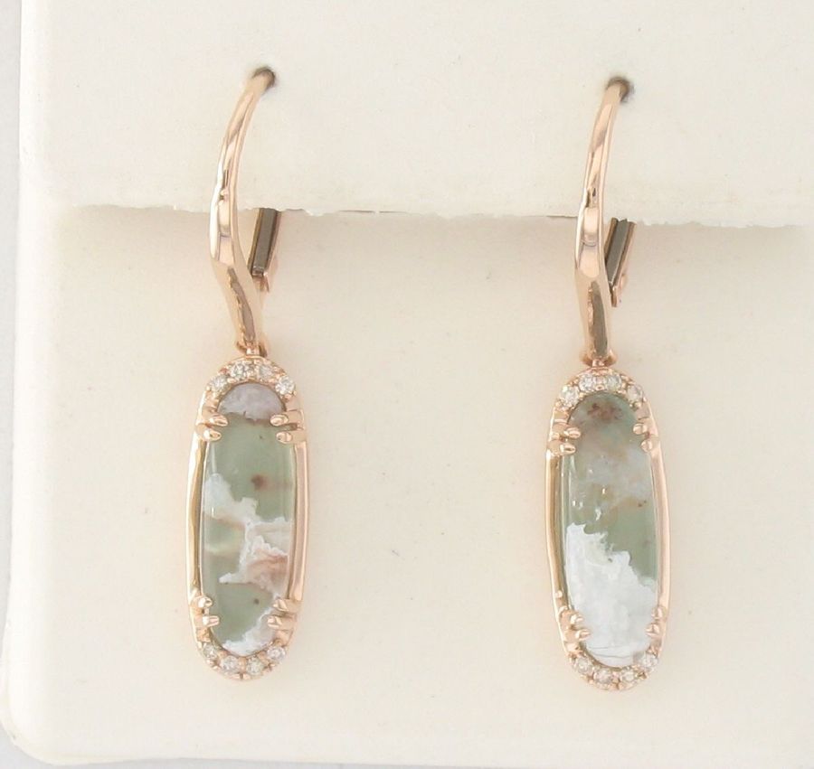 14K STRAWBERRY GOLD DIAMOND AQUAPRASE CANDY EARRIN