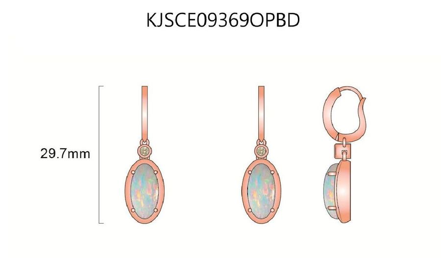 14K STRAWBERRY GOLD DIAMOND OPAL EARRINGS