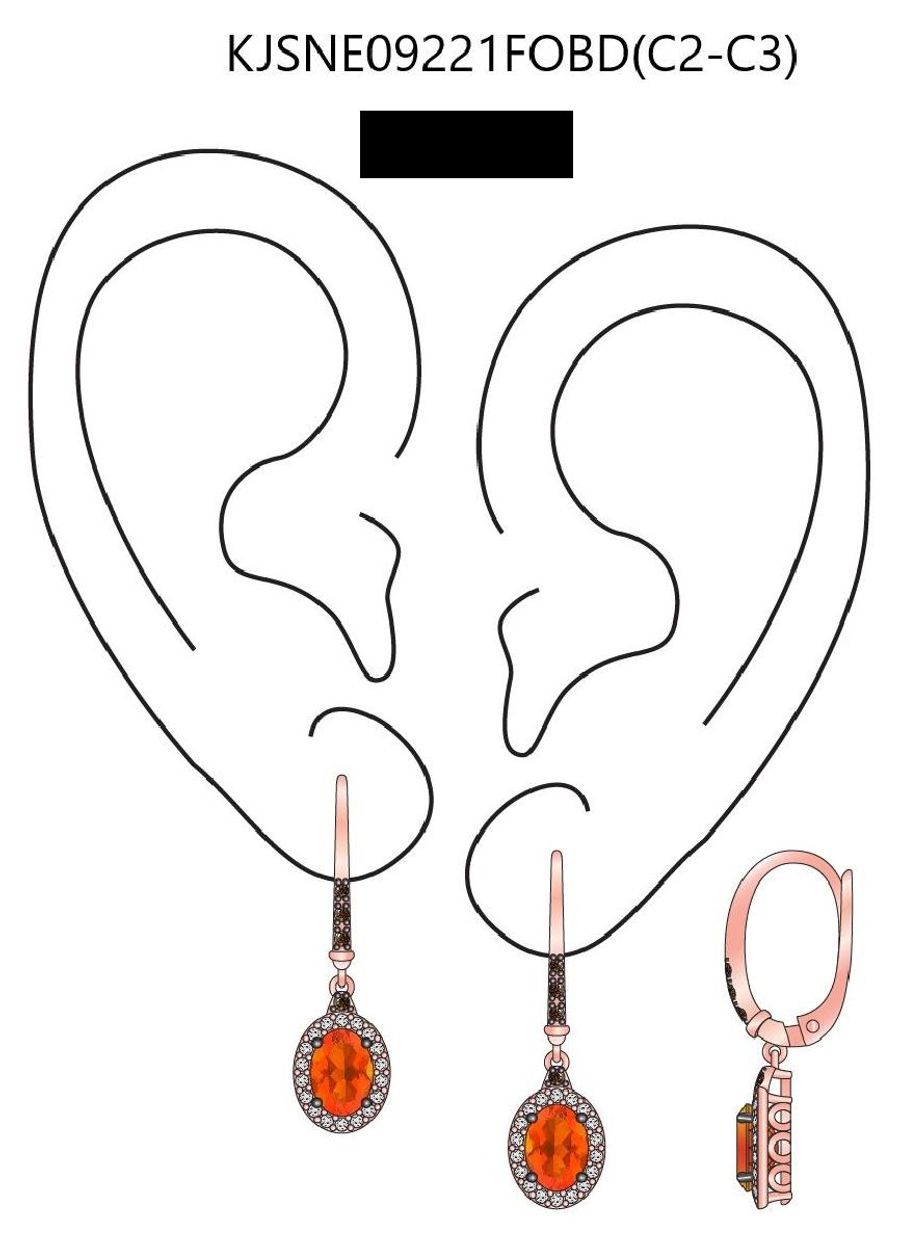 14K STRAWBERRY GOLD DIAMOND FIRE OPAL EARRINGS