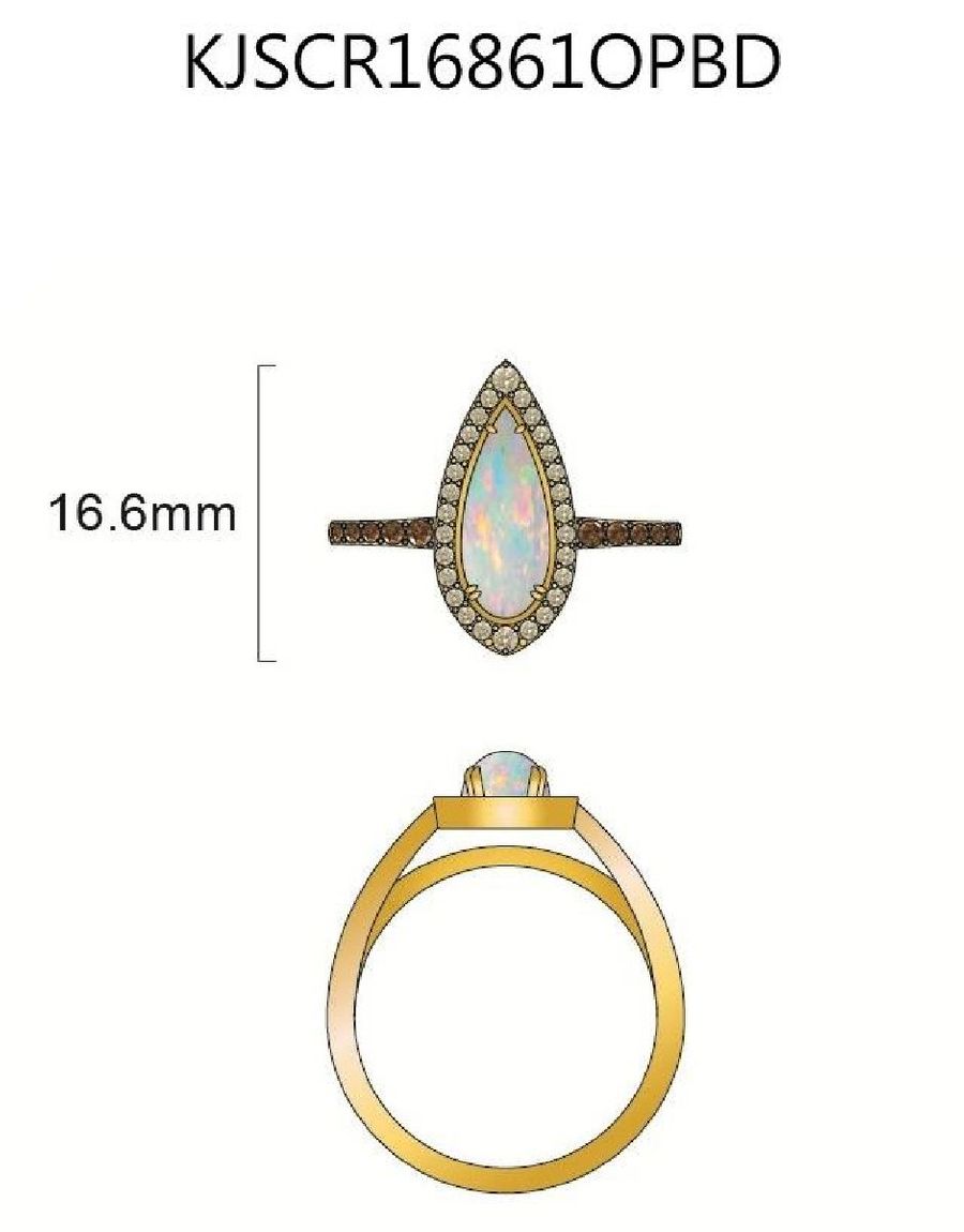 14K YELLOW GOLD DIAMOND OPAL RING