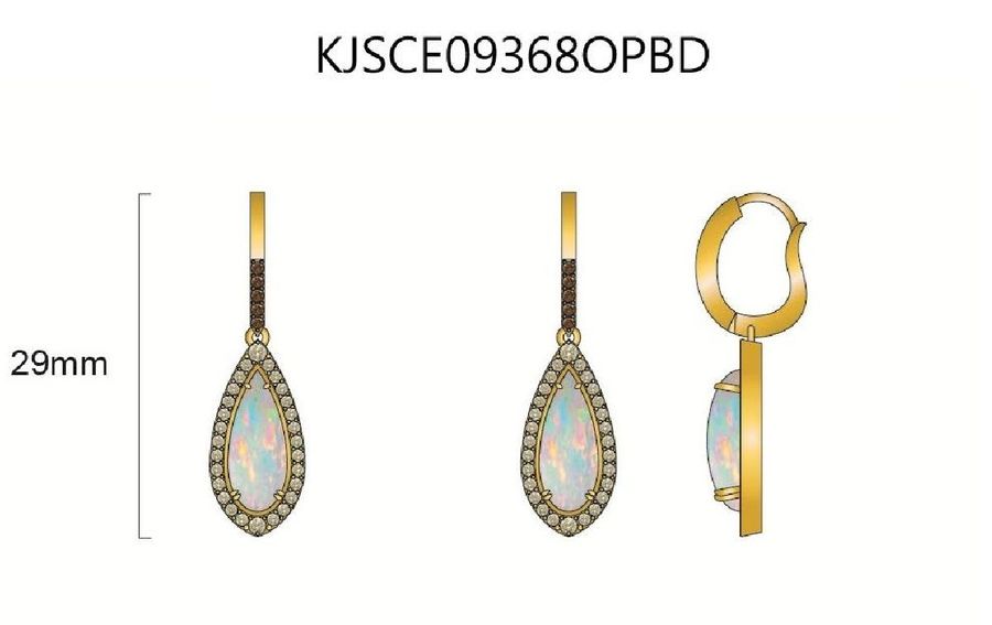 14K YELLOW GOLD DIAMOND OPAL EARRINGS