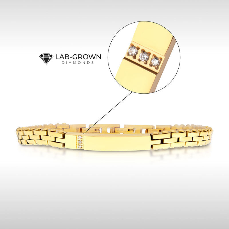 Trim Cut with Genuine Lab-Grown Clear Diamonds Tennis 18Kt Gold IP Bracelet