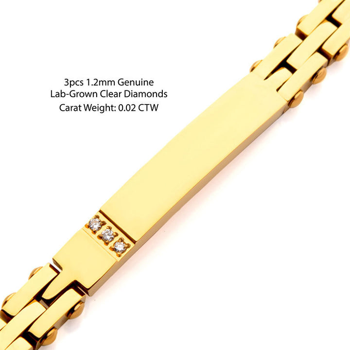 Trim Cut with Genuine Lab-Grown Clear Diamonds Tennis 18Kt Gold IP Bracelet
