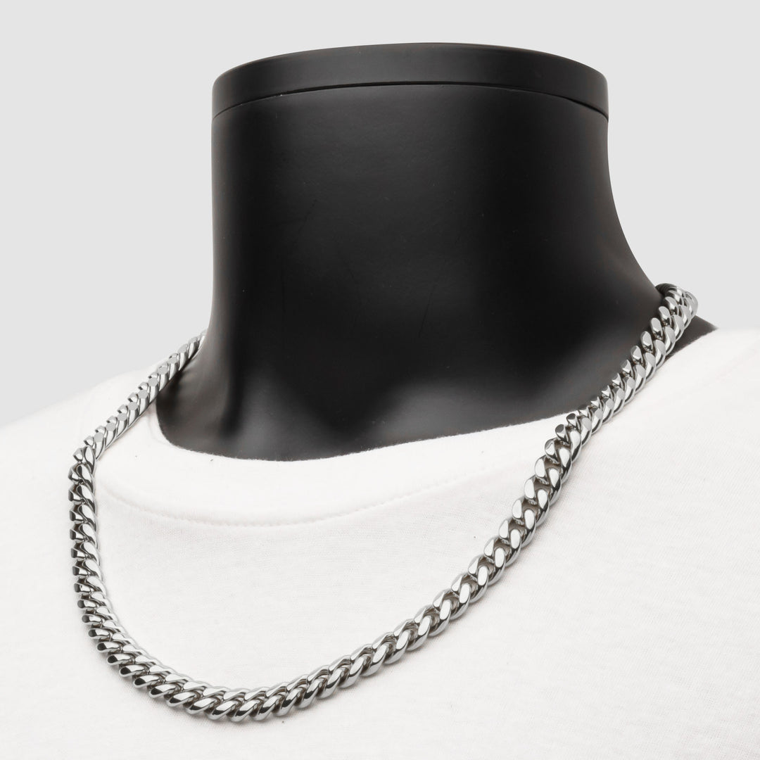 10mm Steel Miami Cuban Chain Necklace with CNC Precision Set Lab-grown Diamonds Double Tab Box Clasp