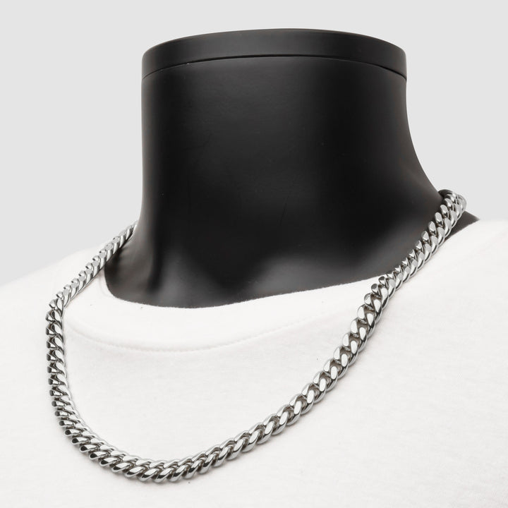 10mm Steel Miami Cuban Chain Necklace with CNC Precision Set Lab-grown Diamonds Double Tab Box Clasp