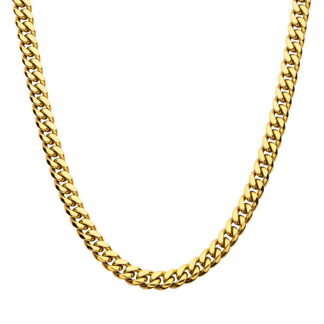 10mm 18kt Gold IP Miami Cuban Chain Necklace with CNC Precision Set Lab-grown Diamonds