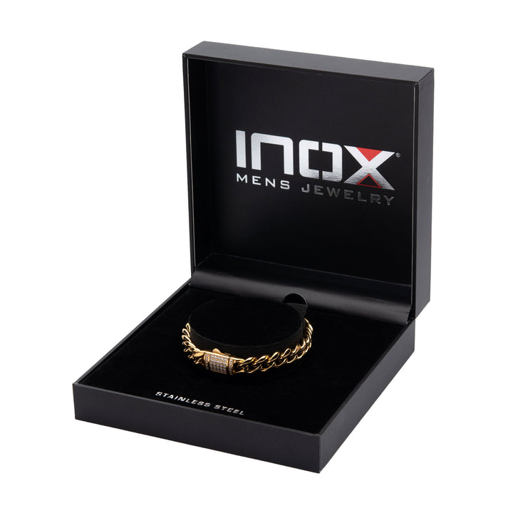 10mm 18kt Gold IP Miami Cuban Chain Bracelet with CNC Precision Set Lab-grown Diamonds