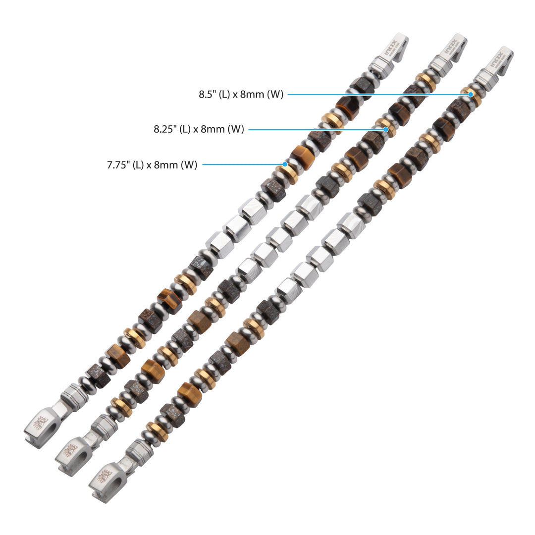 8mm Mokume Gane, Bronzite and Tigers Eye Beads Bushido Virtue Bracelet - GI: Integrity