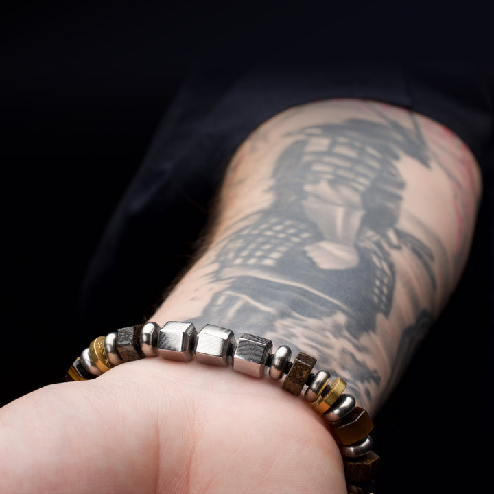8mm Mokume Gane, Bronzite and Tigers Eye Beads Bushido Virtue Bracelet - GI: Integrity