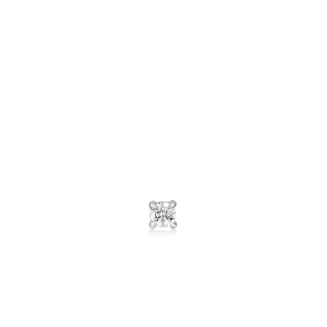 SILVER SPARKLE BARBELL SINGLE EARRING