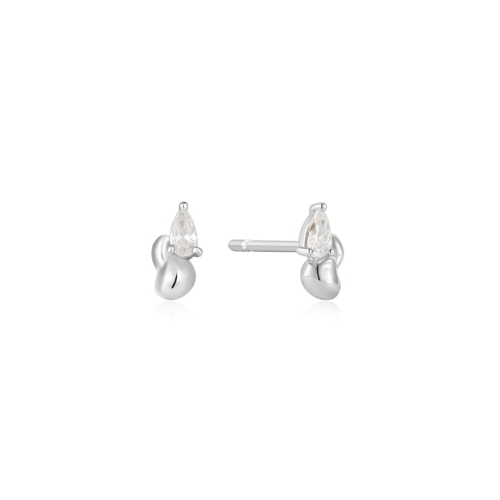 Silver Twisted Wave Stud Earrings