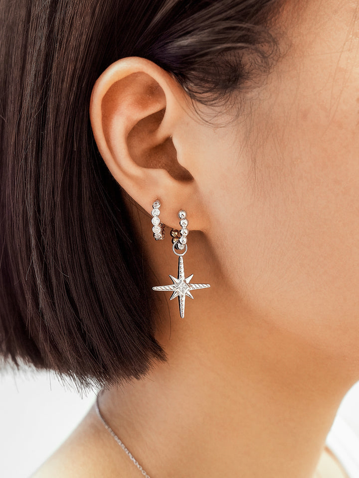 Silver Turquoise and Cubic Zirconia Star Earring Charm