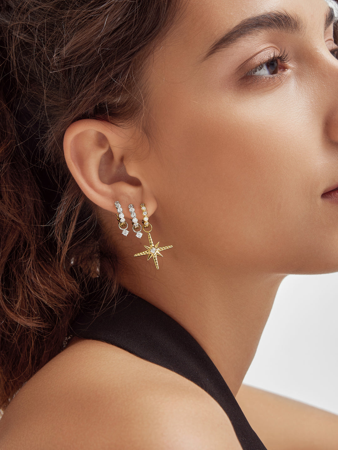 Gold Turquoise and Cubic Zirconia Star Earring Charm