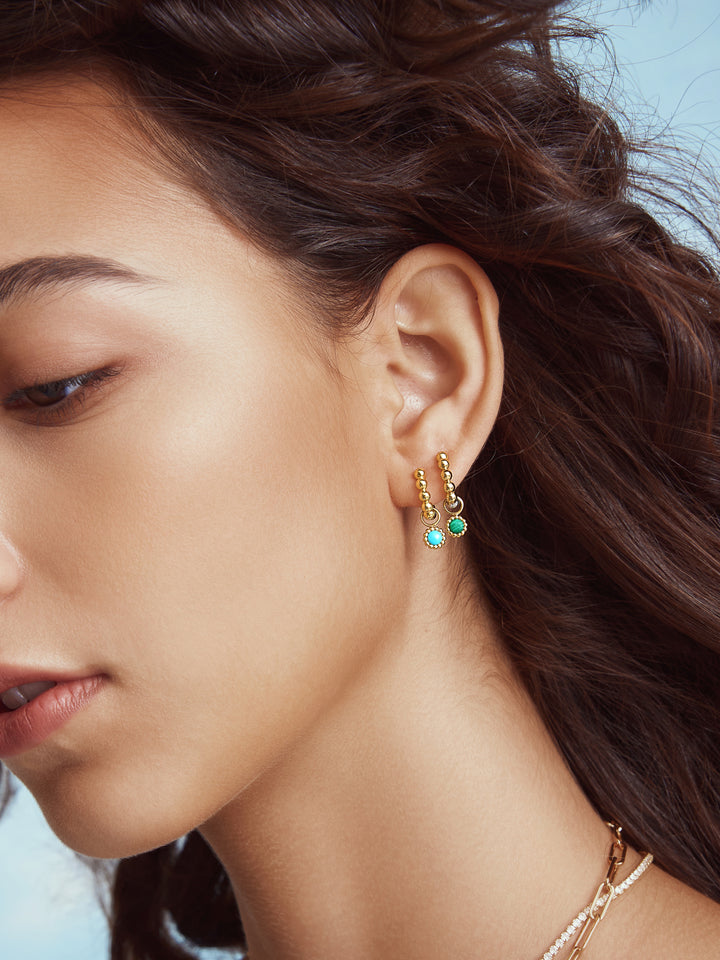 Gold Malachite and Turquoise Earring Charm