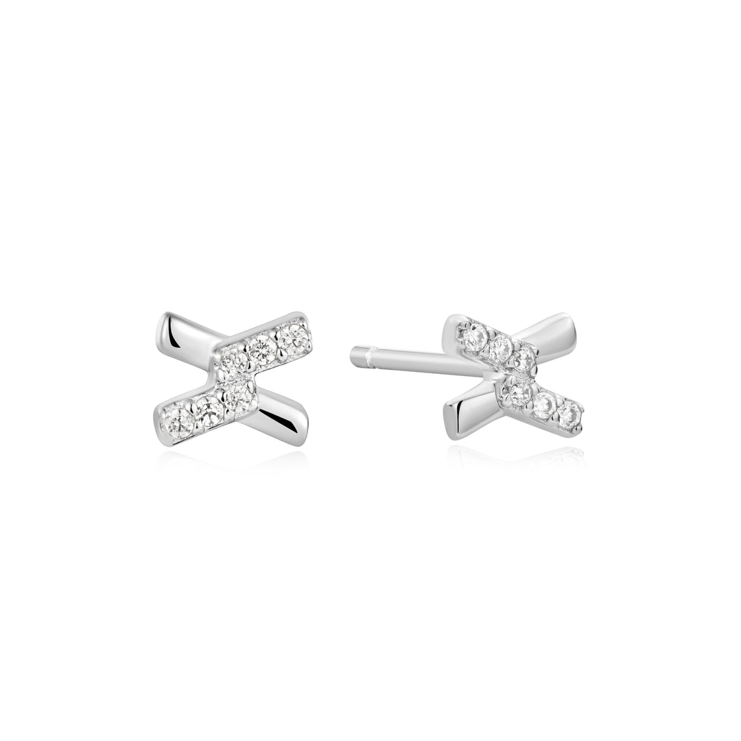 Silver Cross Cubic Zirconia Studs