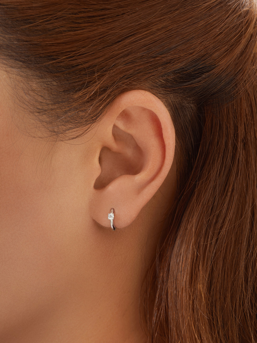 Silver Solitaire Cubic Zirconia Mini Huggies