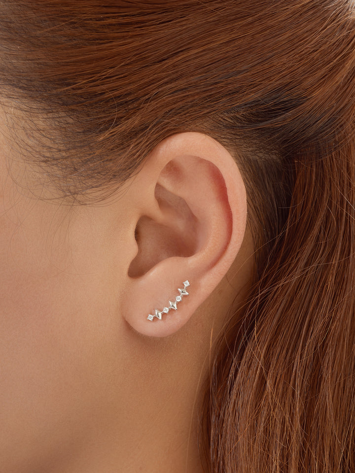 Silver Multi Sparkle Climber Studs