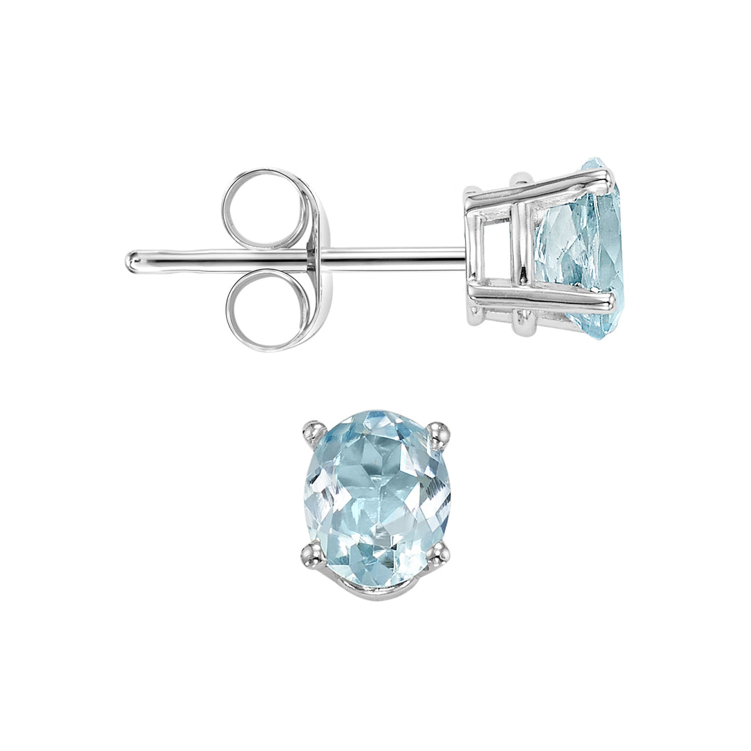 14Kt White Gold Aquamarine 1Ctw Earring