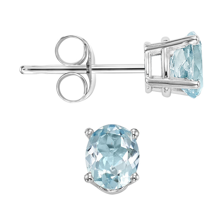 14Kt White Gold Aquamarine 1Ctw Earring