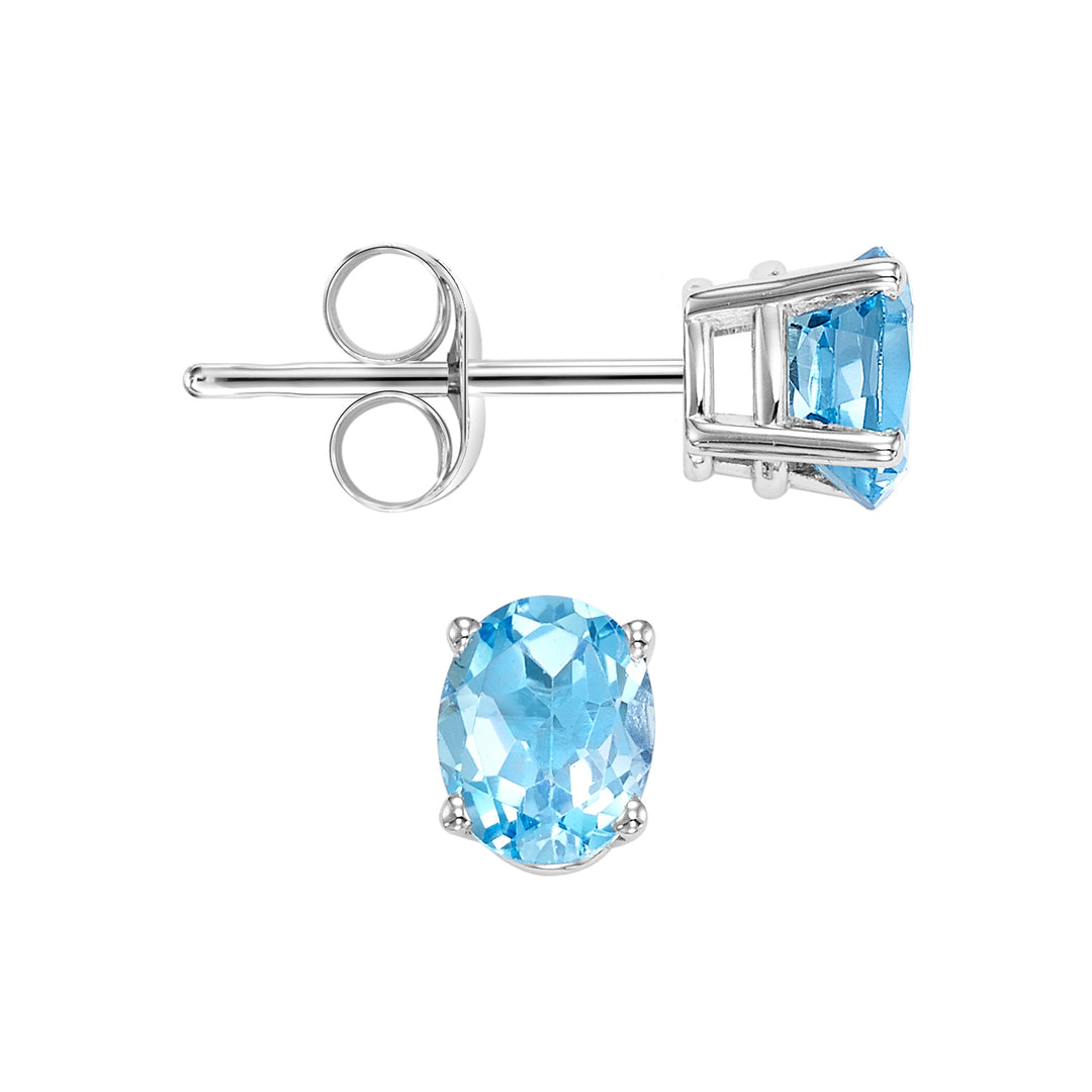 14Kt White Gold Blue Topaz 1Ctw Earring