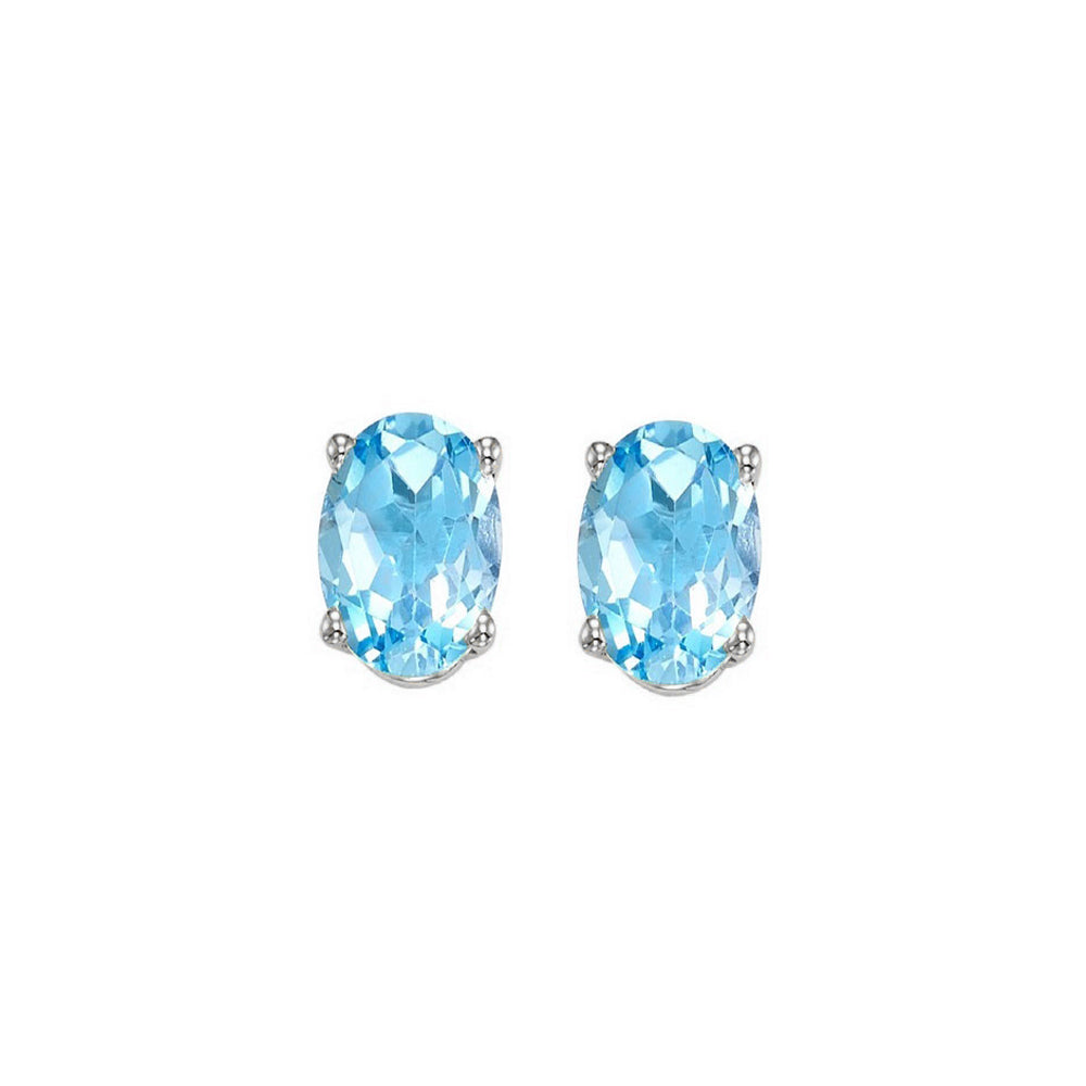 14Kt White Gold Blue Topaz 1Ctw Earring