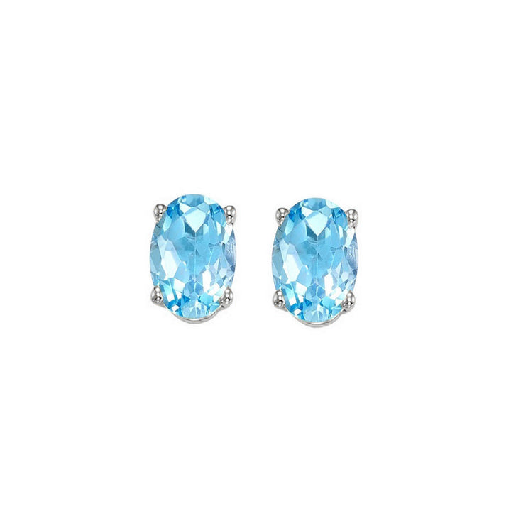 14Kt White Gold Blue Topaz 1Ctw Earring