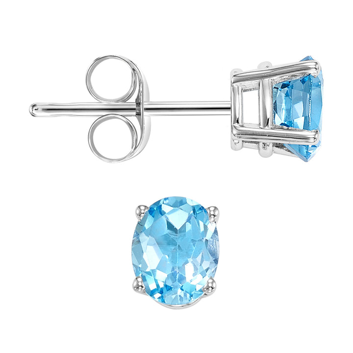 14Kt White Gold Blue Topaz 1Ctw Earring