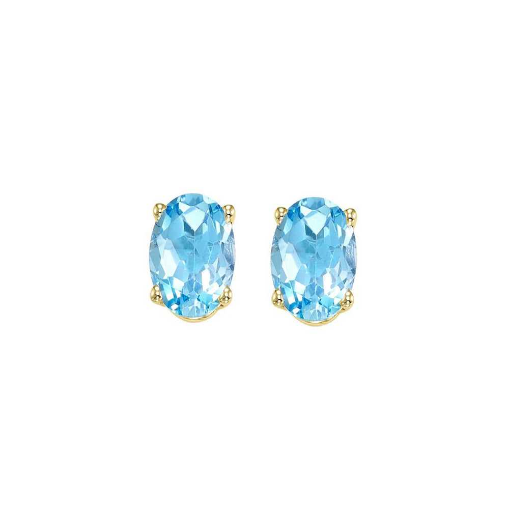 14Kt Yellow Gold Blue Topaz 1Ctw Earring