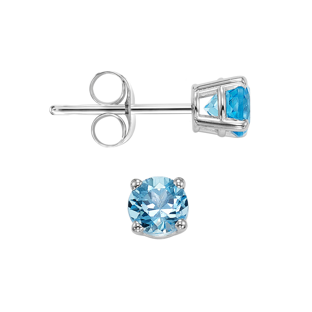 14Kt White Gold & Blue Topaz 1Ctw Earring