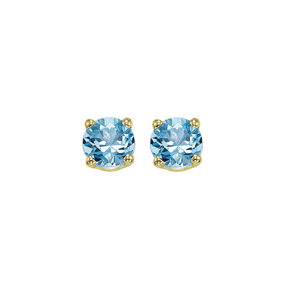 14Kt Yellow Gold Blue Topaz 1Ctw Earring
