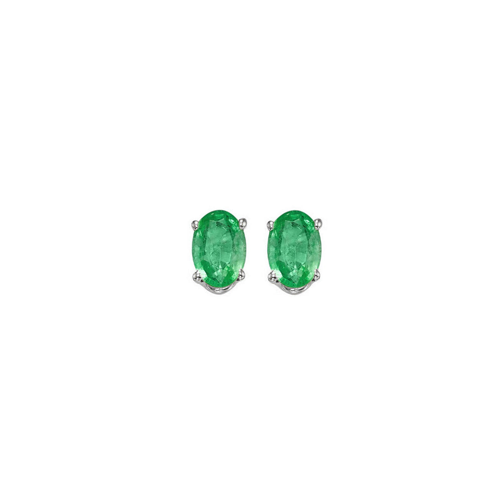 14Kt White Gold Emerald 1/2Ctw Earring