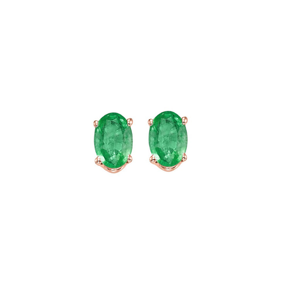 14Kt Rose Gold Emerald 1/2Ctw Earring