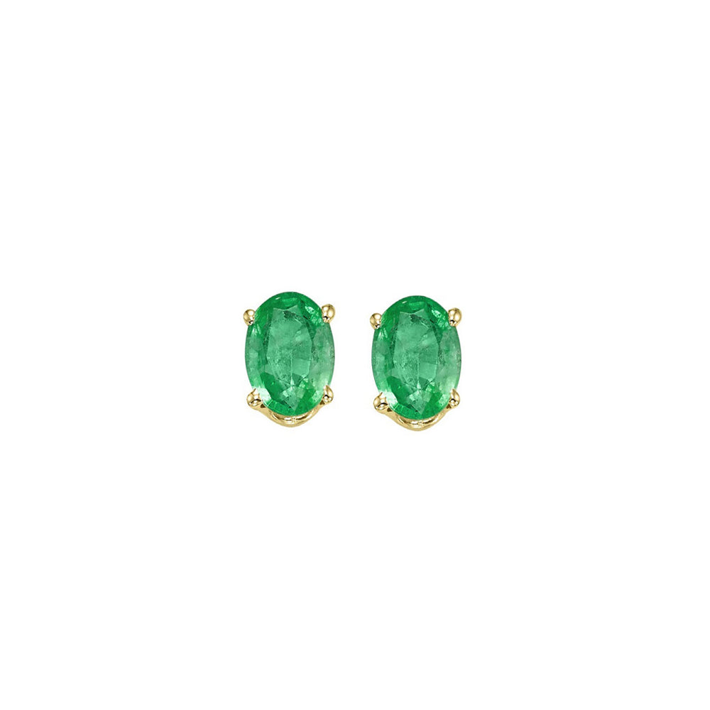 14Kt Yellow Gold Emerald 7/8Ctw Earring