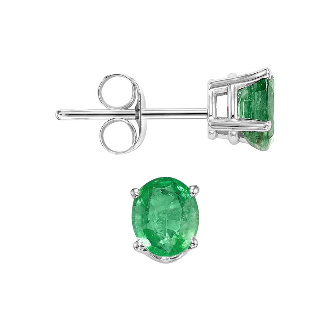 14Kt White Gold Emerald 1Ctw Earring