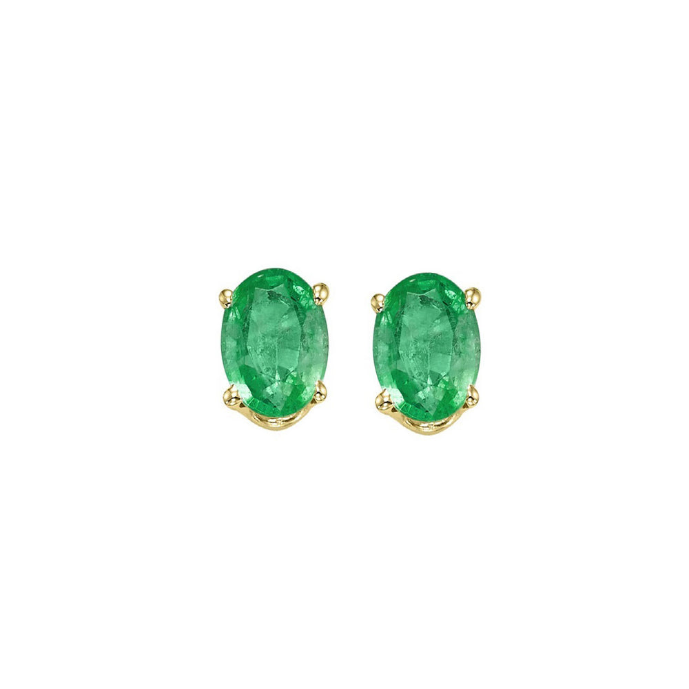 14Kt Yellow Gold & Emerald 1Ctw Earring