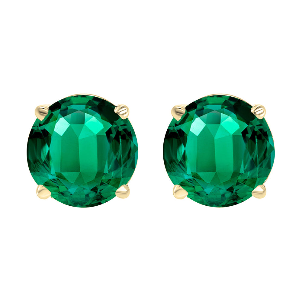 14Kt Yellow Gold Emerald 1/5Ctw Earring