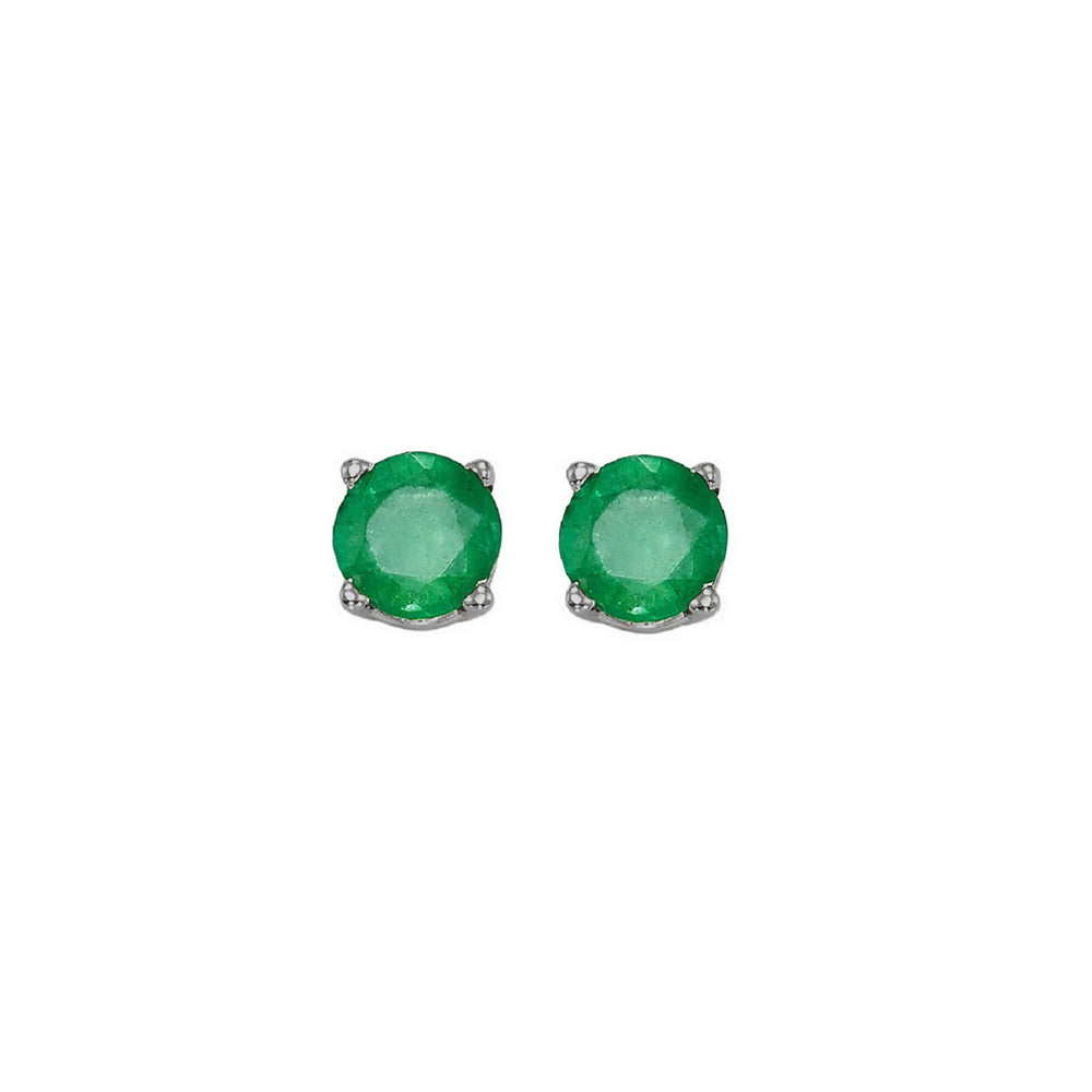 14Kt White Gold Emerald 7/8Ctw Earring