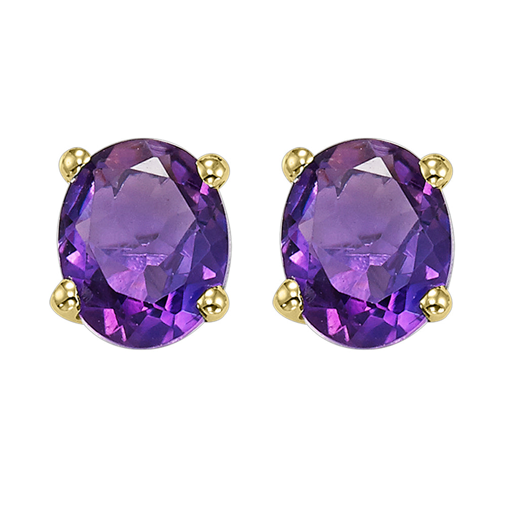 14Kt Yellow Gold Amethyst 1Ctw Earring