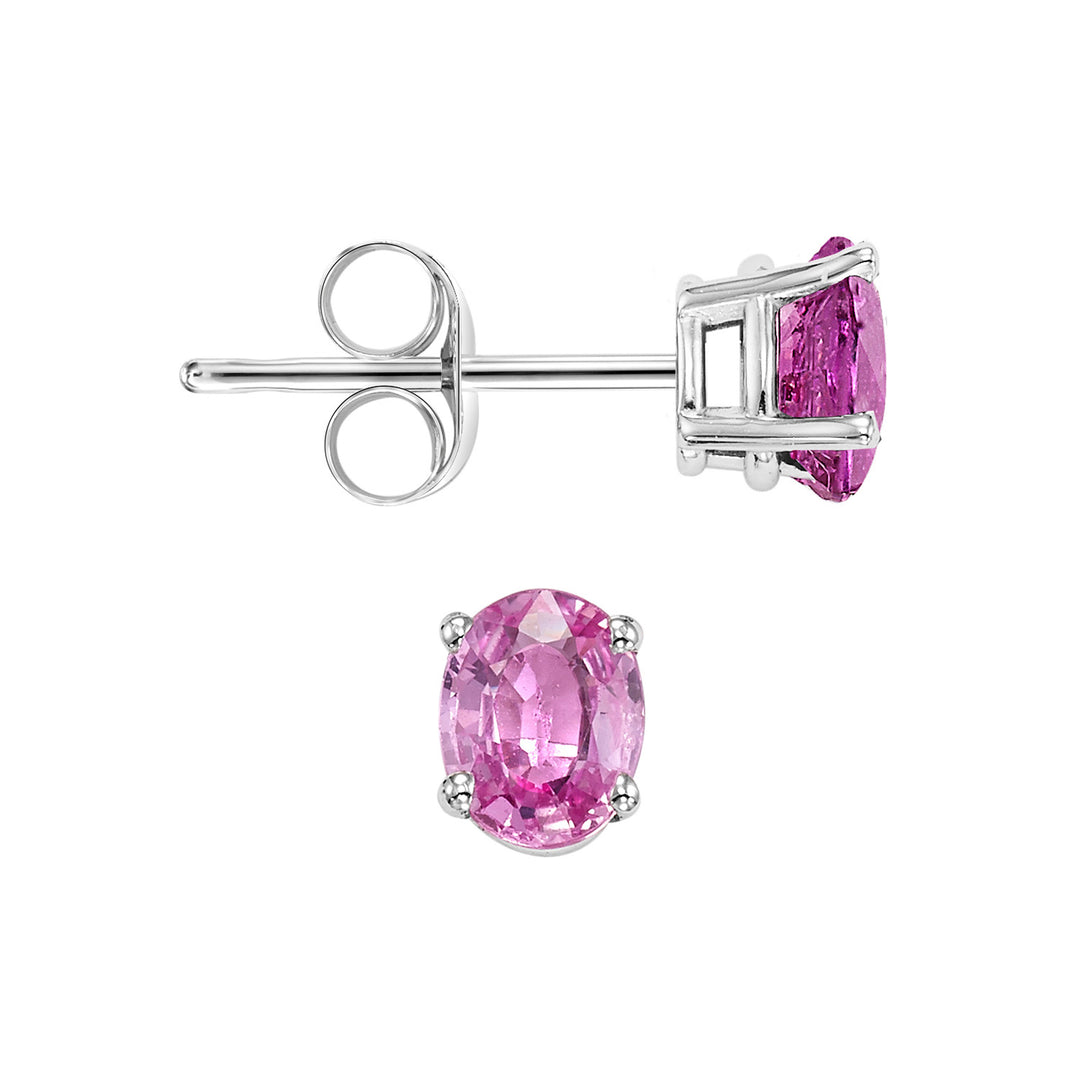 14Kt White Gold Pink Sapphire 7/8Ctw Earring
