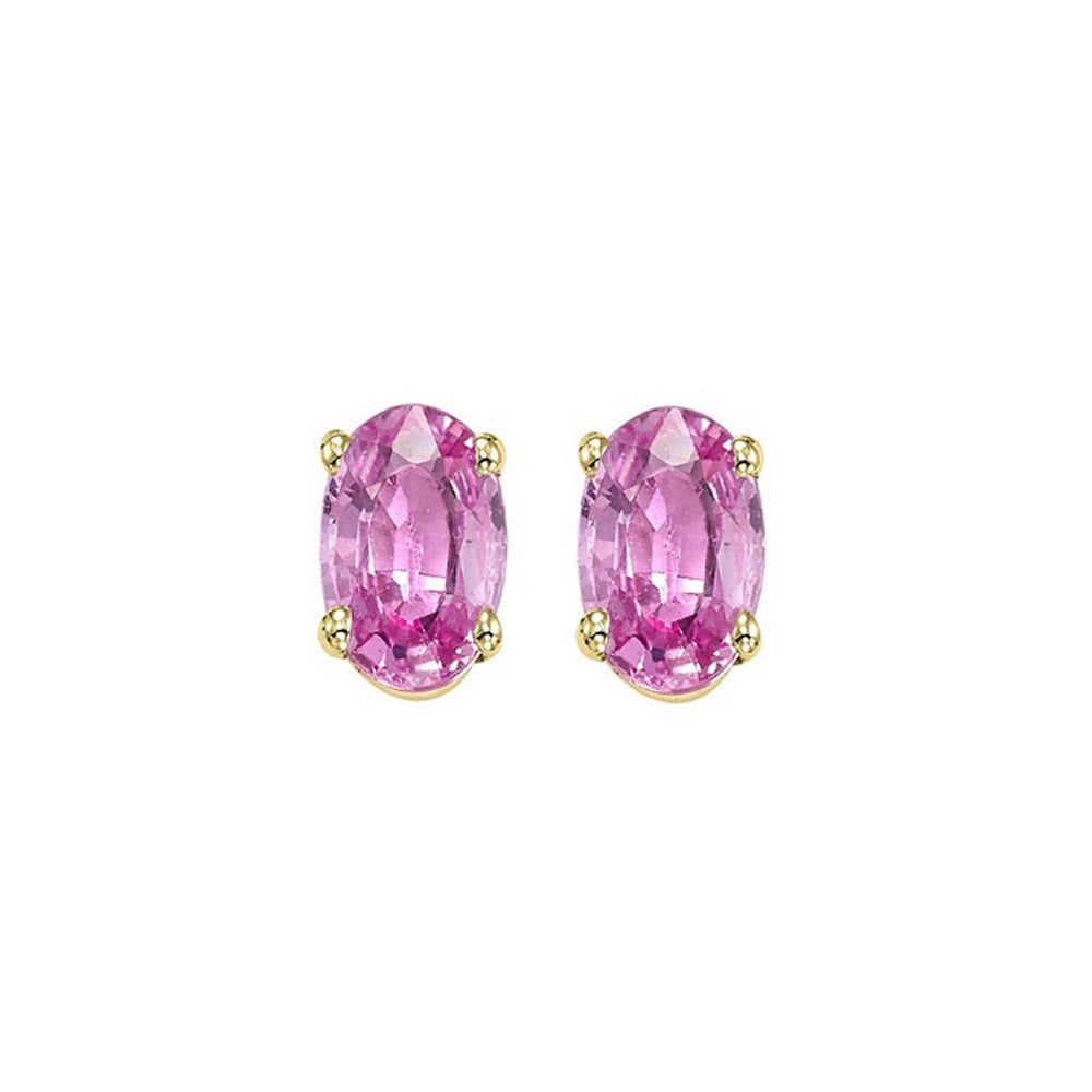 14Kt Yellow Gold Pink Sapphire 1Ctw Earring