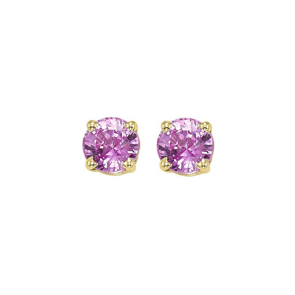 14Kt Yellow Gold & Pink Sapphire 1Ctw Earring