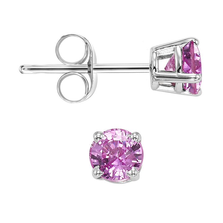 14Kt White Gold & Pink Sapphire 1Ctw Earring